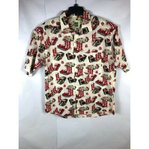 Jonny Cotton Men's Large Multicolor Short Sleeve Button Up Cotton Casual A13